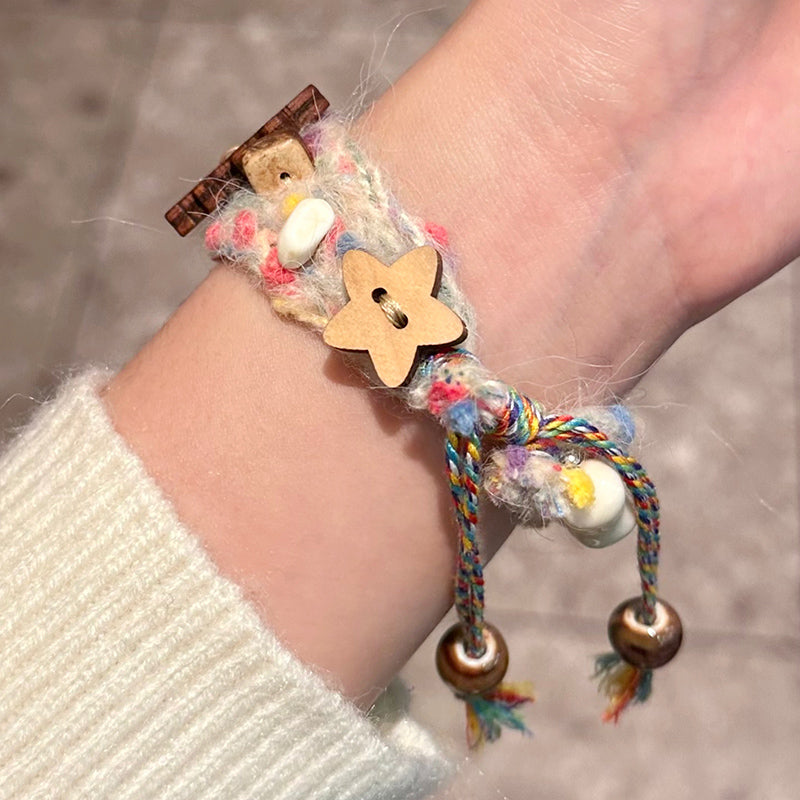 For Apple Watch Series 9 8 7 41mm / 6 5 4 SE (2023) SE (2022) SE 40mm / 3 2 1 38mm Wristband Drawstring Woolen Watch Strap - Dog For Apple Watch Series 9 8 7 41mm / 6 5 4 SE (2023) SE (2022) SE 40mm / 3 2 1 38mm Wristband Drawstring Woolen Watch Strap - Dog